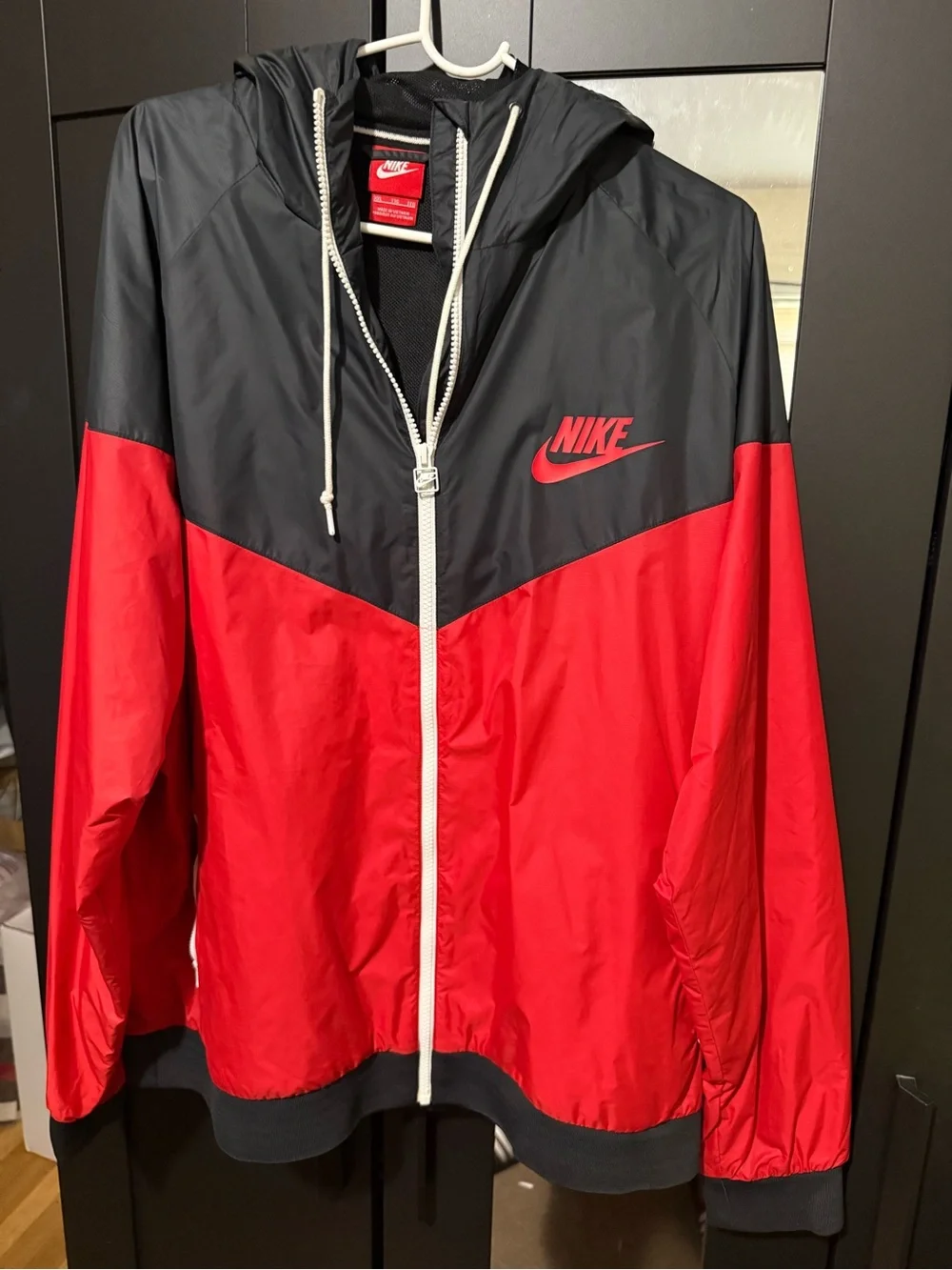 Nike Black Windbreaker Jacket with Red Logo Tag